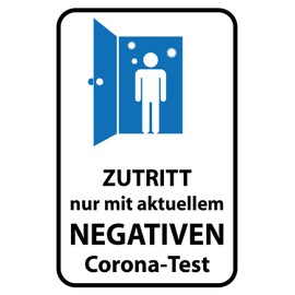 AGDeko® Tin Sign 18 x 12 cm Access Negative Corona Test for Hanging or Standing Room Decoration