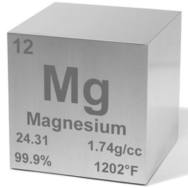 Magnesium 1" Metal Density Cube - 99.9% Pure Element for Chemistry - Periodic Table Design Educational Scientific Elemental Specimen