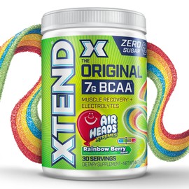 Xtend Original BCAA Powder Airheads Rainbow Berry Flavor, 7g BCAA and 2.5g L-Glutamine, Sugar Free Post Workout Muscle Recovery Drink with Amino Acids for Men & Women, 30 Servings