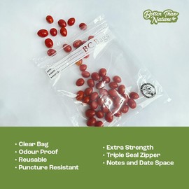 Future Harvest Reusable Freezer Bags and Food Storage Bags for Marinating Meats, Fruits and Veggies - Triple Seal Zipper Airtight Large Sandwich Bags, Resealable, Odor Proof, and Washable, 25 Units