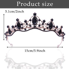 FeLeA Crystal Crown Wedding Bridal Tiaras Hair Accessories Black Rhinestone Princess Crown Tiaras Headband Beautiful Fashion Wedding Bridal Headband Princess Crystal Tiara Headwear for Women Girls,