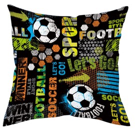 The Beach Stop Decorative Sports Football Cushion Cover | Gift Idea for Boys Girls Men Women | 45x45cm 18x18 | Football Theme