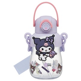 Skater Straw Bottle Water Bottle with Rubber Mascot, 650ml, One Push Open, with Lock Function, with Handle, with Shoulder Strap, Sanrio, Kuromi, Favorite Days, PRMC7ST-A