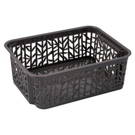 BranQ – Home essential Universal, multifunctional, adjustable storage basket in bamboo design, BPA-free plastic, size S - 2.5 litres, 1 piece, anthracite