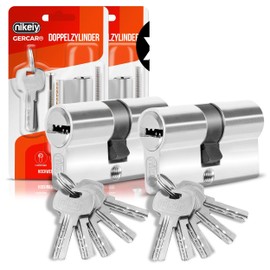 GERCAR Profile Cylinder, Locking Cylinder, 30/30 mm, Double Cylinder Door Lock, Includes 10 Keys, Keyed Alike, Length: 60 mm, A:30 mm, B:30 mm, Set of 2