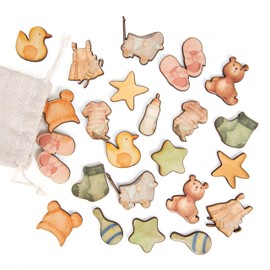 Logbuch-Verlag Baby Shower Decoration Neutral 24-Piece Baby Motifs Boy & Girl Baby Gift Craft Gender Reveal Table Decoration Confetti Decoration 3-4 cm