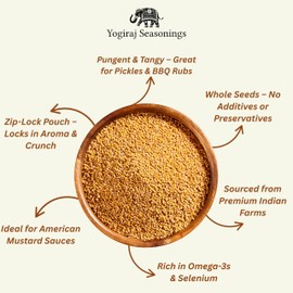 Yogiraj Seasonings Yellow Mustard Seeds (6 oz) | 100% Natural and Raw Whole Mustard Seeds Suitable for Pickling and Seasonings | Resealable Pack