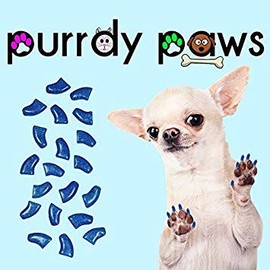 Purrdy Paws 40-Pack Soft Nail Caps for Dogs Claws Blue Glitter Large