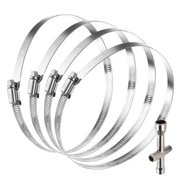 6 Inch Hose Clamps, Pack of 4 Stainless Steel Hose Clamp Clips, 150 mm Pipe Clamps, Hose Clamps Straps with Attachment, Adjustable Clamping Range 141-165 mm, for Mounting Ventilation Pipes