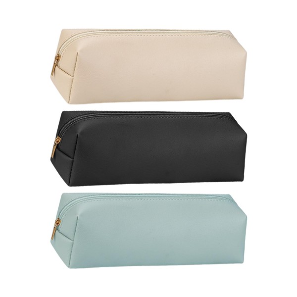 3-Piece Leather Storage Bag, Fashionable and Simple Pencil Case, Makeup
