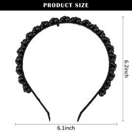 Women's Pearl Headband, Wedding Headband, Elegant Hair Accessories, Faux Pearl Headband, Headband with Pearls for Women, for Everyday Use (Black, Standard)