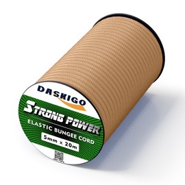 Bungee Cord Elastic Shock Cord, 5mm x 20M Khaki