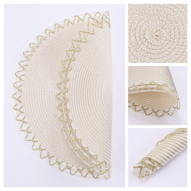 DRMHM Round Placemats Set of 8 Woven Placemats for Dining