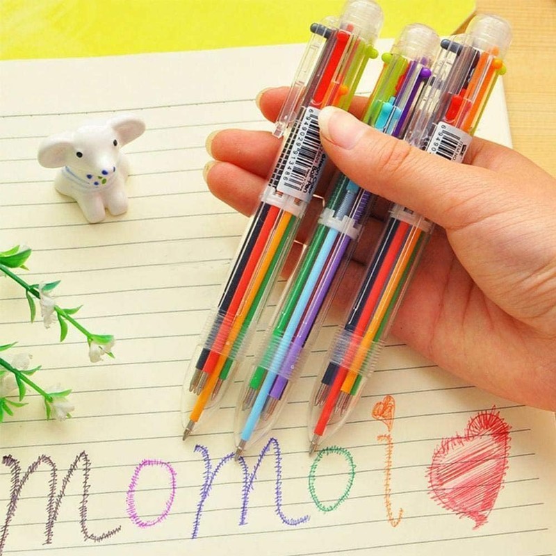 Multicolor Pens, 0.7mm 6-in-1 Multicolor Ballpoint Pen, 6-Color Retractable Ballpoint
