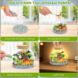 Dinosaur Light Up Terrarium for Boys – DIY Prehistoric Garden with LED | STEM Toy & Craft Gift for Kids Ages 4-8, Perfect for Birthday or Christmas