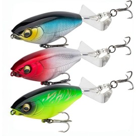 Hviomru's - Señuelo de pesca Whopper para pesca de bajo popper, con ganchos giratorios flotantes, para pesca de agua dulce y agua salada, kit de señuelos de pesca de agua dulce, B