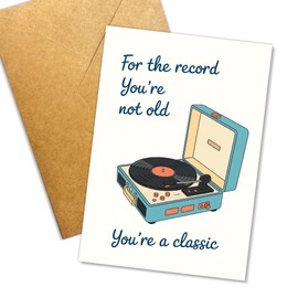 Podagree Retro Record Player Birthday Card Funny Birthday Cards for Grandpa Dad You're Not Old You're A Classic Musician Fathers Day Card Retro Anniversary Cards Classic Bday Greeting Card