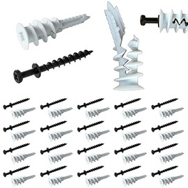 #8 Self Drilling Plastic Drywall Anchors with Bear Claw Screw Hanger kit, Self-Tapping Nylon Anchors + Double-Headed Wall Picture Hangers Screws 4-in-1 Hanging Screw for D-Rings, Sawtooth,Wire (20)