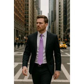 Spring Notion Men's Solid Color Satin Microfiber Tie, Skinny Dusty Wisteria