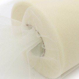 BIT.FLY Tulle Fabric Tulle Roll - 15 cm x 91.4 m Beige Tulle Wedding Decoration Tulle Ribbon for Wedding Car Decoration Table Decoration DIY Party Celebration Bow Gift Box Decoration