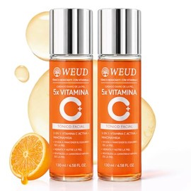 WEUD Tonico Hidratante Facial Coreano, con 5X Vitamina C Activa, Niacinamide, 100% Natural, Hipoalergénica, Hidrata, Ilumina, Serum Toner Facial para Todo Tipo de Piel (260ml/9.16oz)
