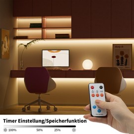 PAUTIX COB LED Strip Kit 4000 K Natural White, Dimmable 10 m 4800 LEDs DC24 V LED Strip Light, High Lumen LED Strip Kit with RF Remote Timer Function and GS Power Supply for Home and Kitchen Lighting