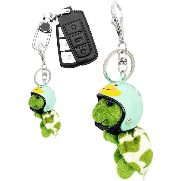 Rosojodg Green Turtle Keychain, Cute Turtle with Hat, Plush Keychain,