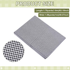 PH PandaHall Black Gingham Fabric Checkered Cotton Fabric 62.9 Inch Wide Plaid Printed Craft Fabrics Tartan Pattern Fabrics for Sewing DIY Crafts Clothing Tablecloth Quilting Home Decor, 1 Yard