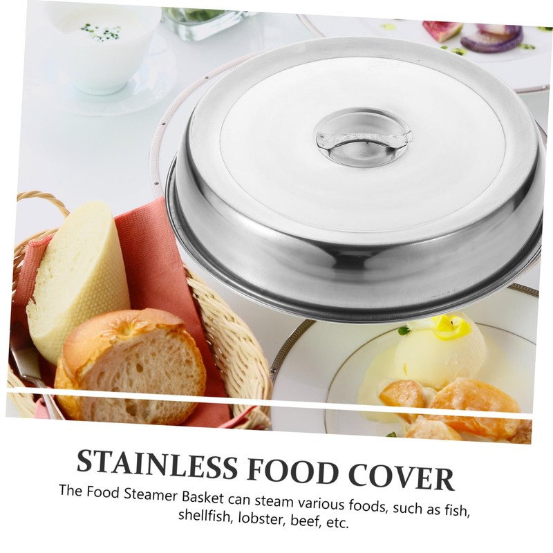 Healeved 2Pcs Stainless Steel Steak Cover, 24cm Round Griddle Dome,