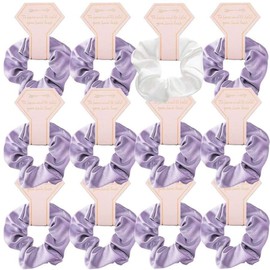 SHIDOW Bachelorette Party Hair Ties, Brideanaid Scrunchies, Bridesmaid Scrunchies Hair Ties, Bachelorette Party Favors Bridesmaid Gift, for Bridal Wedding Party (1Pcs White 11PcsPurple)