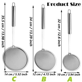 Aiareozy 14cm Skimmer Spoon, Slotted Spoon, Spider Strainer, Stainless Steel Strainer Ladle Spoon, Fat Skimmer, Extra Fine Mesh Strainers for Kitchen, Strainer Spoon for Cooking Frying