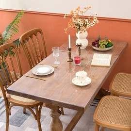 Whirltique Clear Table Cover Protector 34 x 60 Inch, Table Protector for Dining Room Table, 1.5mm Thick Clear Plastic Table Protector, Clear Tablecloth Protector, Table Pad Mat for Kitchen