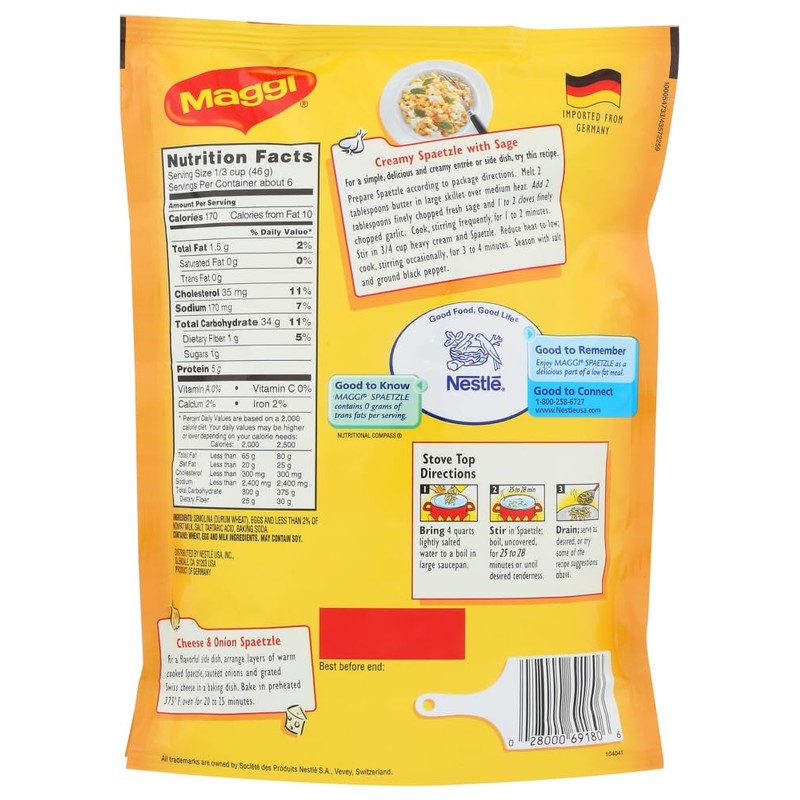 Maggi Spaetzle, 10.5-Ounce Boxes (Pack of 4)