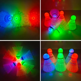 Xerteam Led Badminton Shuttlecocks, 12 Pcs Outdoor Shuttlecocks Colorful Light Shuttles Sport Training Badminton, Light Up Plastic Badminton Training at Night(3 Colors)