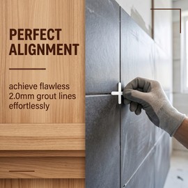 ROLKUFA 1000 Croce per Piastrelle in PP, distanziatori di livellamento (orizzontale/verticale), per ceramica/marmo/mosaico interno (bagno/cucina) ed esterno (terrazzo), spessore 2 mm, bianco