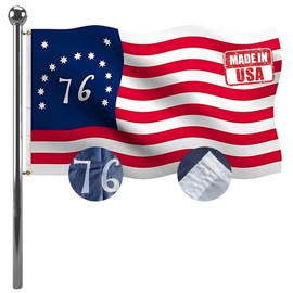 Embroidery 1776 Bennington Betsy Ross US Flags 3x5 Ft- 76 Spiritual 13 Stars United States American Flag Banner with Heavy Duty Polyester and 2 Brass Grommets