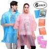 Emergency Rain Poncho for Adults with Drawstring Hood, 6 Pack,