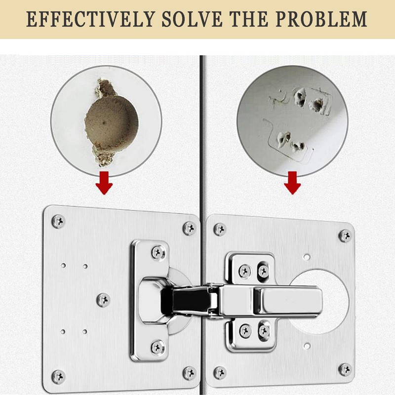 4 Pieces Hinge Repair Plate, Stainless Steel Cabinet Hinge Repair