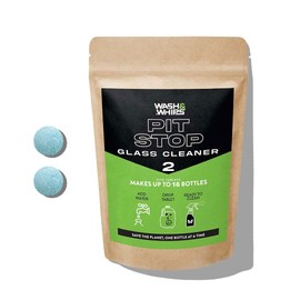 WASH&WHIPS Window, Glass Cleaner Pit Stop Refill Effervescent Tablets – 16 Bottles, Cleans Glasses, Windows, Mirrors,Steel Appliances – Streak-Free, Car, Office, Home & Kitchen