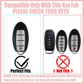Yekoubo Key Fob Cover with Cherry Keychain, Soft TPU Smart Key Case for Daily Carry, Compatible with Nissan Altima Murano Sentra Rogue Pathfinder Armada Leaf Titan Maxima Kicks Versa (4-Button, Red)