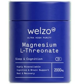 Welzo Ultra Purity Magnesium L-Threonate 2000mg – High Bioavailability Daily Supplement for Memory, Focus, Cognitive Function & Relaxation – Vegetarian Capsules (60 Count)