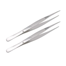 VictorsHome 8 Inch Stainless Steel Tweezers with Straight Serrated Tip Multipurpose Forceps for Industrial Use 2pcs