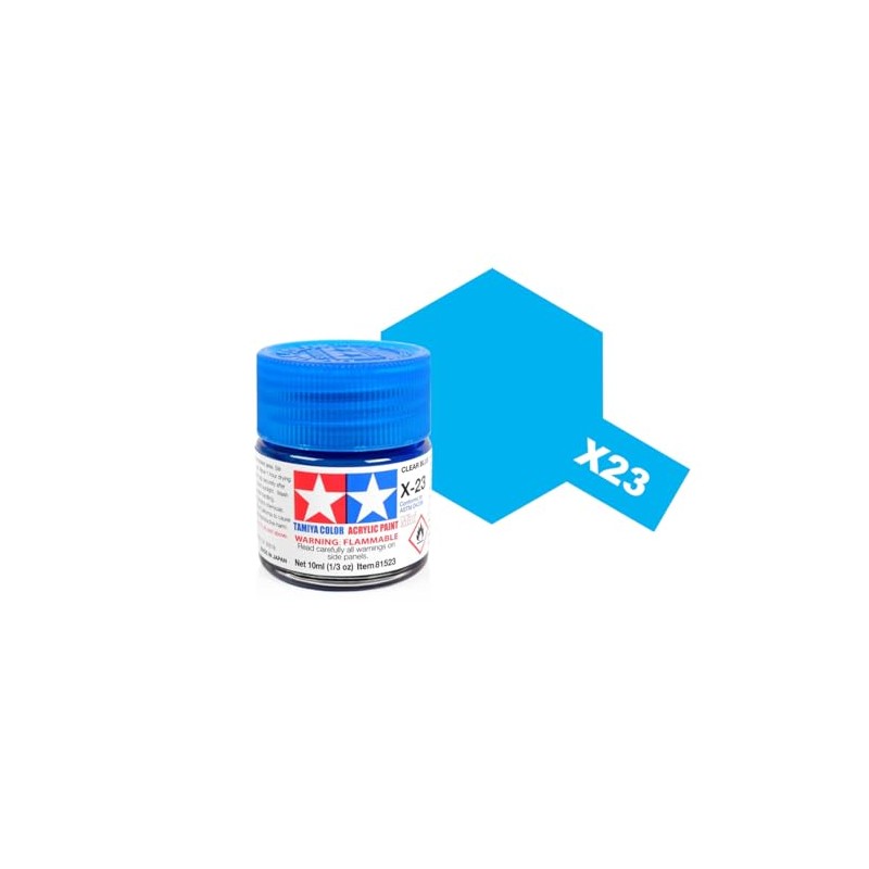 Tamiya Acrylic Mini X-23 Clear Blue 10ml Paint Bottle
