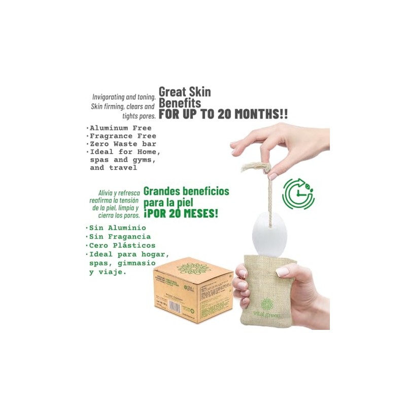 Vital Green Barra Desodorante Multipropósito Cristal Tailandesa, 100g, 1pk