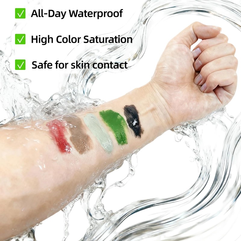 5-Color Camo Face Paint Kit – Long-Lasting Waterproof Camouflage Makeup