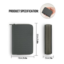 TACTICAL_GEEK PC1 EDC Wallet 11 Compartment Nylon Credit Card Sleeves for Credit Cards Lightweight Waterproof Zip Wallet Minimalist Wallet for Men and Women with Coin Pocket, gray, accordion