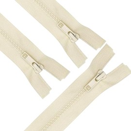 ANPURZII 3 cremalleras separadoras #5 de 100 pulgadas beige para coser abrigos, cremalleras de plástico moldeado a granel (beige 100 pulgadas, 3 unidades)