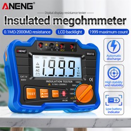 Insulation Resistance Tester 100V/ 250V/ 500V/ 1000V Resistance Tester with LCD Backlight Digital Display Screen