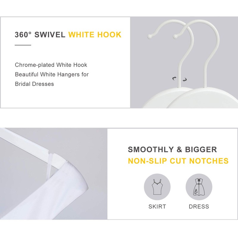 TOPIA HANGER Bride Hanger for Wedding Dress, Premium White Wooden