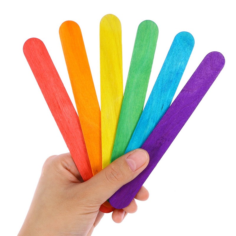 rosenice Craft Woods 150 Pieces Colourful Ice Stick Wooden Spatula